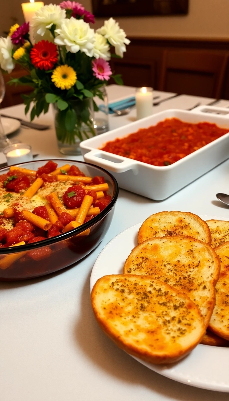 35 Easy Baked Ziti Ideas That'll Make You the Star of Dinner Night! - Baked Ziti with a Side of Garlic Bread