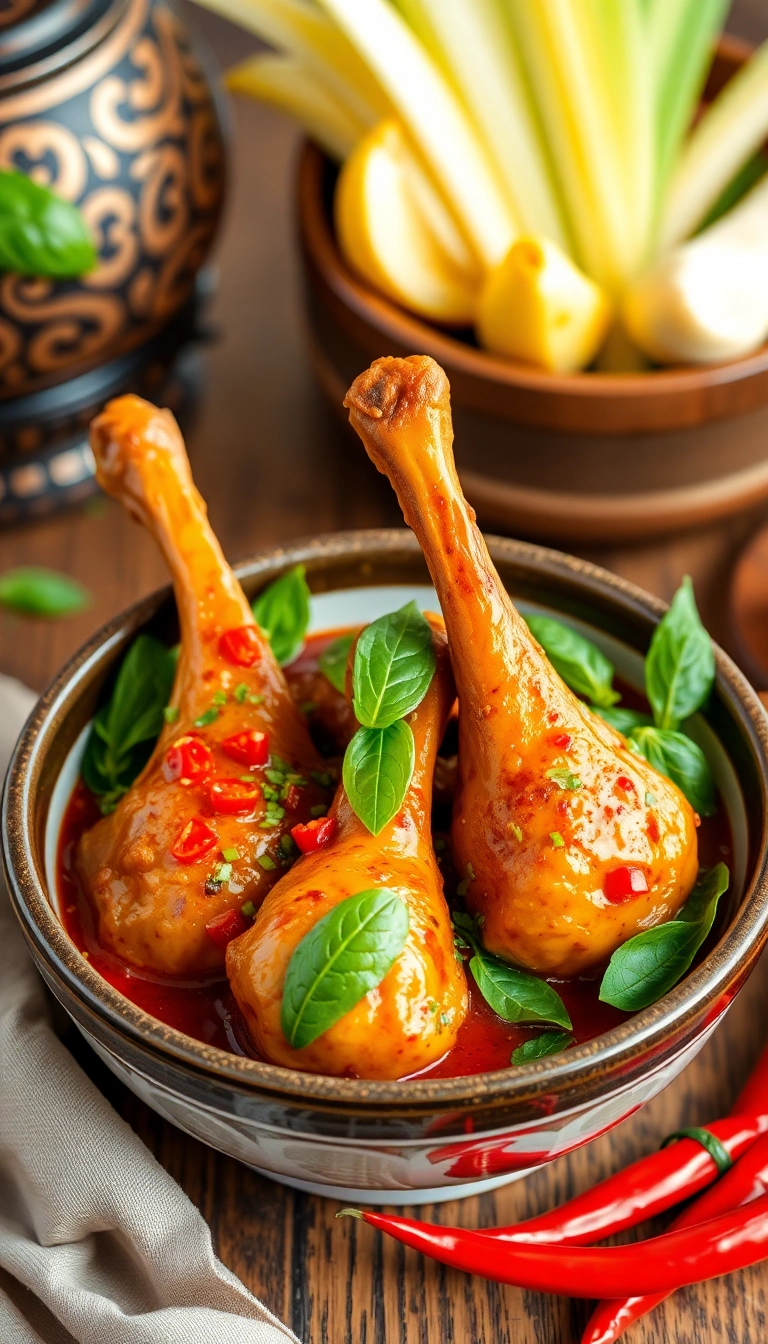 23 Healthy Slow Cooker Coconut Chicken Drumsticks Recipes You'll Love! - 7. Thai Coconut Basil Drumsticks