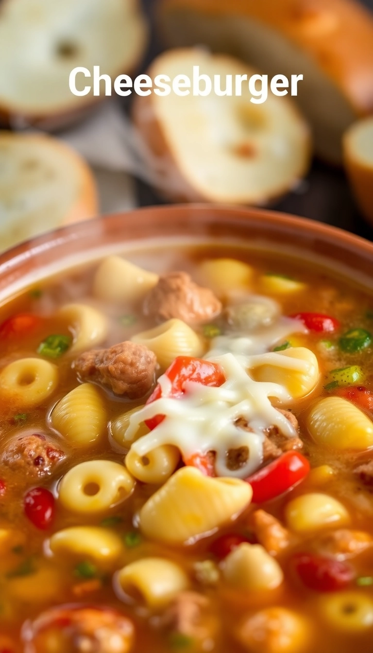 35 Cheeseburger Soup Crockpot Ideas That Will Make Dinner a Breeze! - Cheeseburger Soup with Pasta