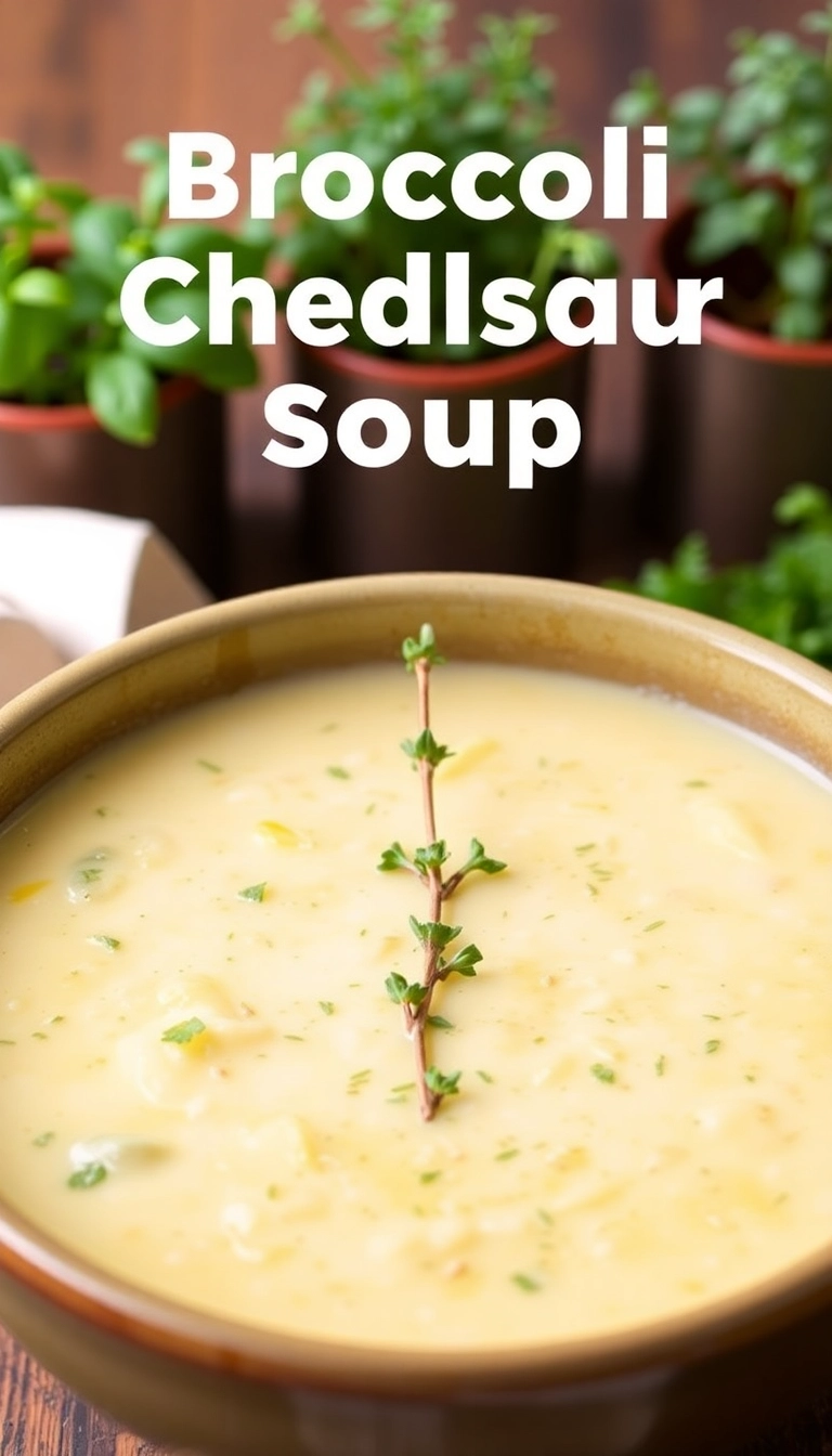 36 Broccoli Cheddar Soup Crock Pot Ideas That Will Make You Want to Dive In! - Broccoli Cheddar Soup with Herbs