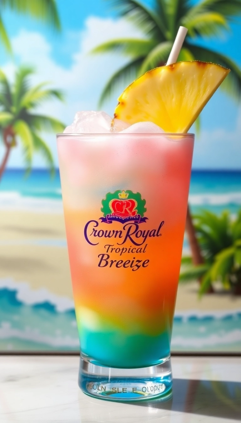 33 Sweet & Salty Crown Royal Drink Recipes That'll Make Your Taste Buds Dance! - Crown Royal Tropical Breeze