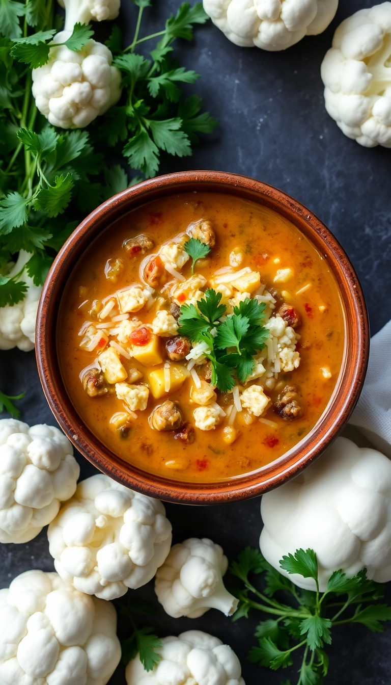 35 Cheeseburger Soup Crockpot Ideas That Will Make Dinner a Breeze! - Cheeseburger Soup with Cauliflower Rice