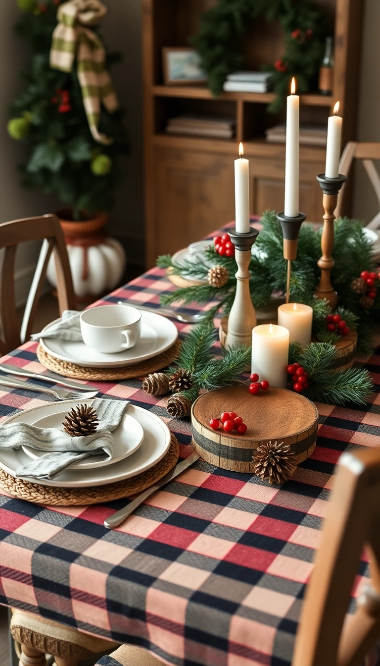 25 Christmas Dinner Table Settings Ideas That Will Wow Your Guests (You Won't Believe #12!) - 8. Festive Farmhouse