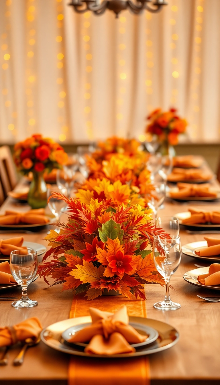 26 Stunning Thanksgiving Dinner Table Setting Ideas That Will Elevate Your Holiday Experience! - 3. Vibrant Autumn Colors