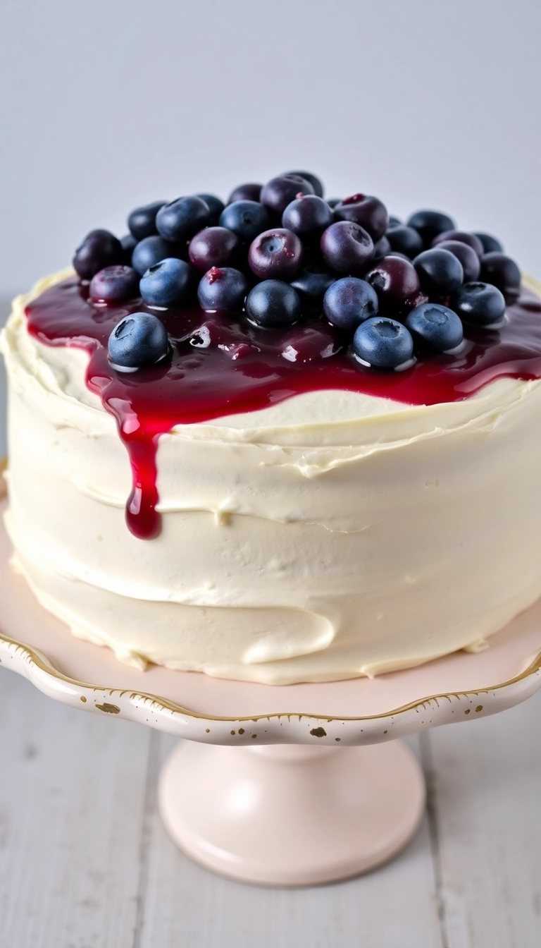 34 Scorpio Birthday Cakes to Celebrate Your Inner Scorpio (Check Out #8!) - 21. Vanilla Bean Cake with Blueberry Compote