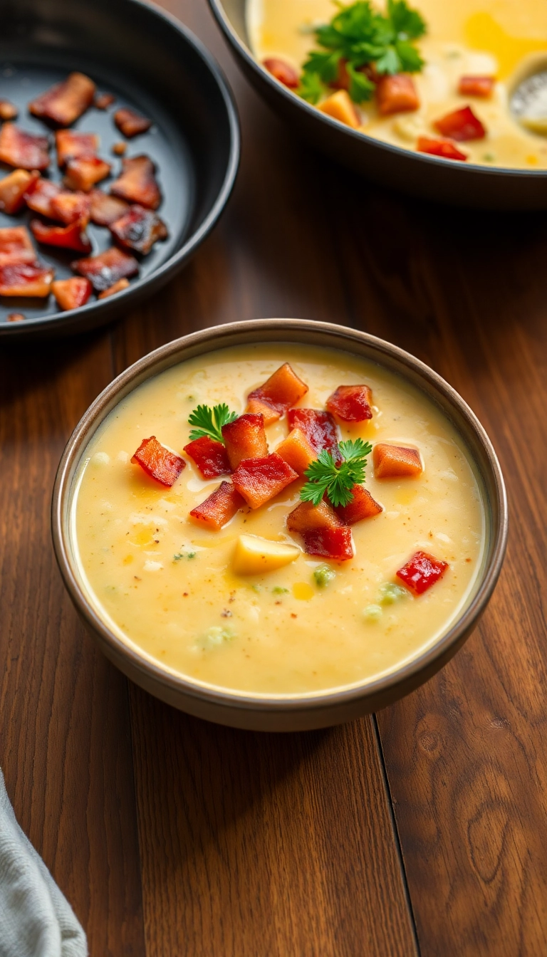 36 Broccoli Cheddar Soup Crock Pot Ideas That Will Make You Want to Dive In! - Broccoli Cheddar Soup with Bacon