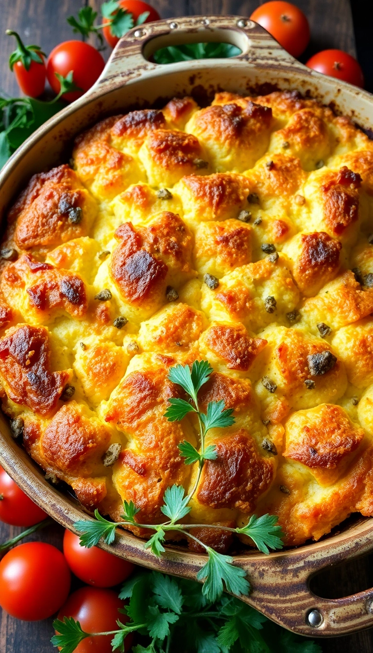 28 Non-Traditional Thanksgiving Dinner Ideas That Will Impress Your Guests! - Savory Bread Pudding with Mushrooms and Spinach