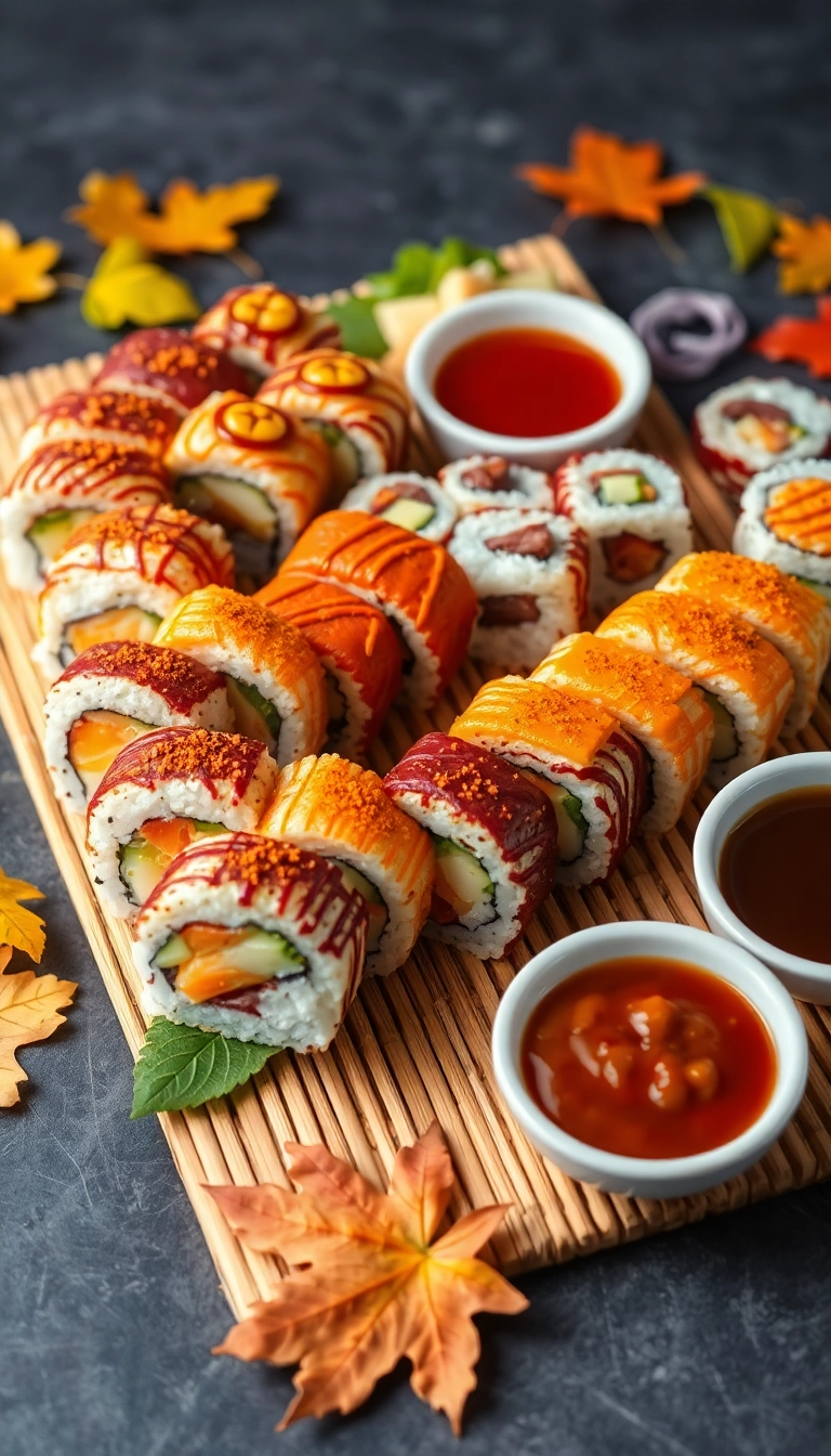 28 Non-Traditional Thanksgiving Dinner Ideas That Will Impress Your Guests! - Thanksgiving Sushi Rolls