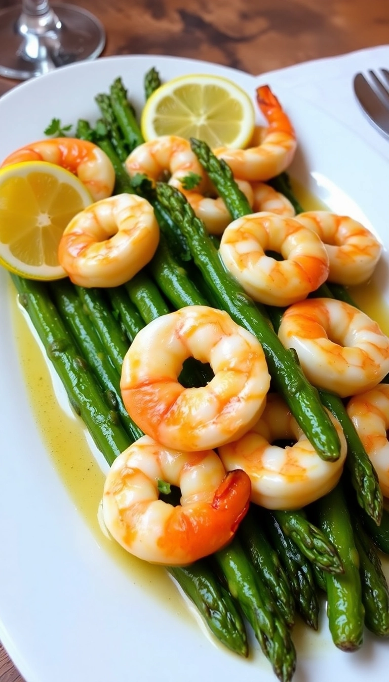 24 Quick Comfort Food Dinners That Are Perfect for Any Night (Don't Miss #4!) - 21. Garlic Butter Shrimp and Asparagus