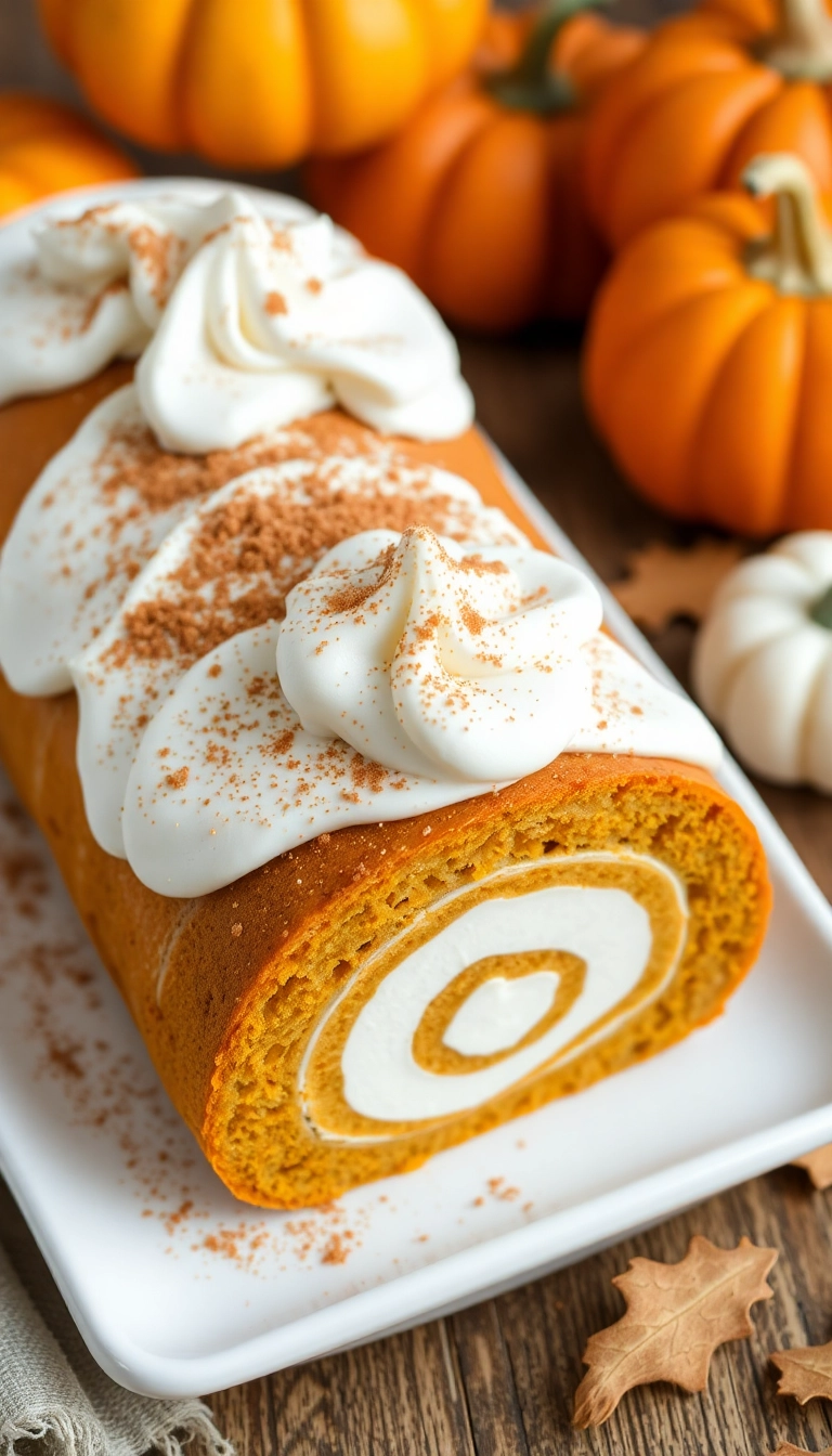 31 Must-Try Libby's Pumpkin Roll Ideas for Pumpkin Lovers! - Pumpkin Roll with Whipped Cream and Cinnamon Sugar