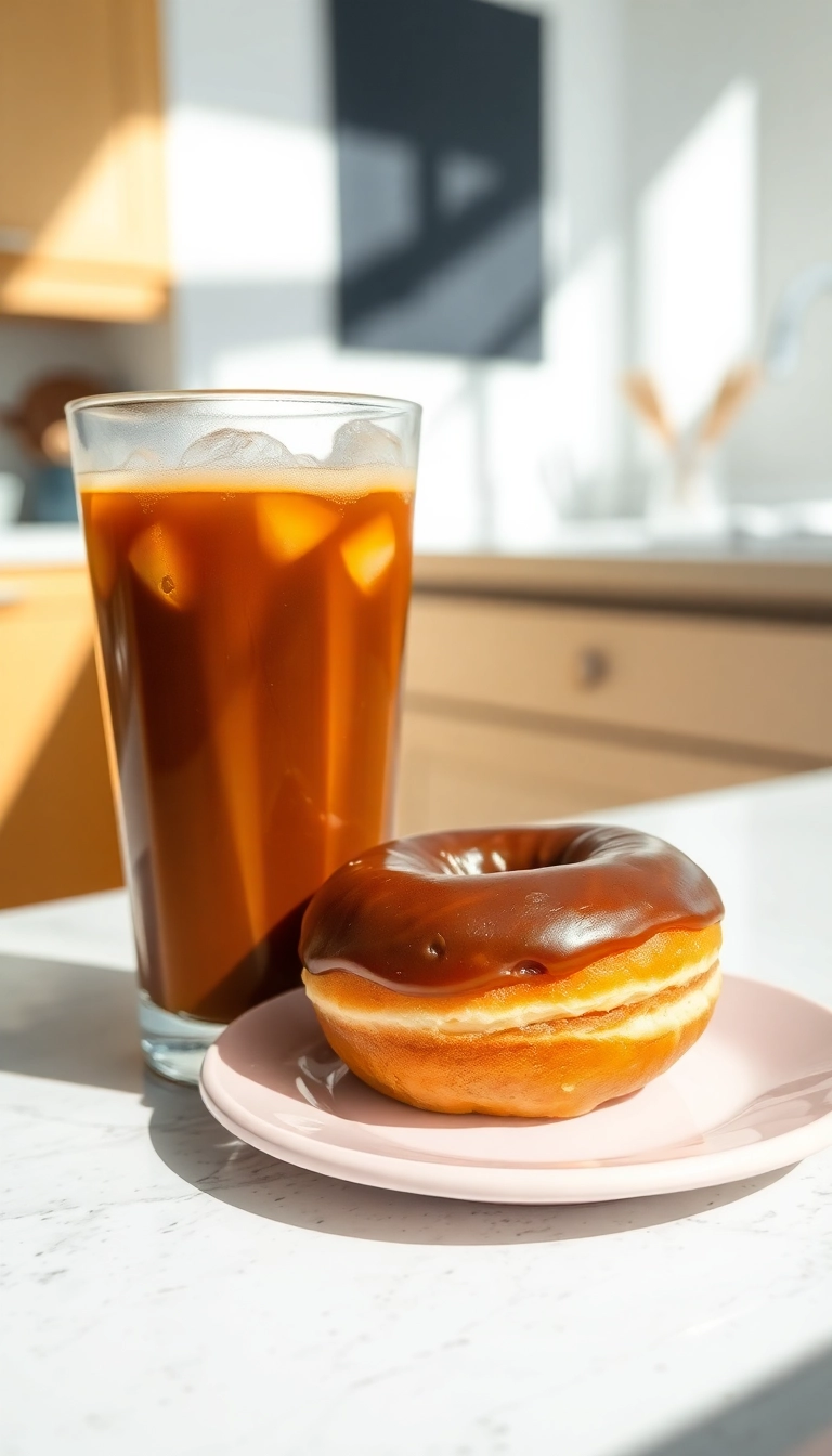 25 Perfect Dunkin Drinks Ideas to Pair with Your Favorite Snacks! - 1. Iced Coffee with Chocolate Glazed Donut