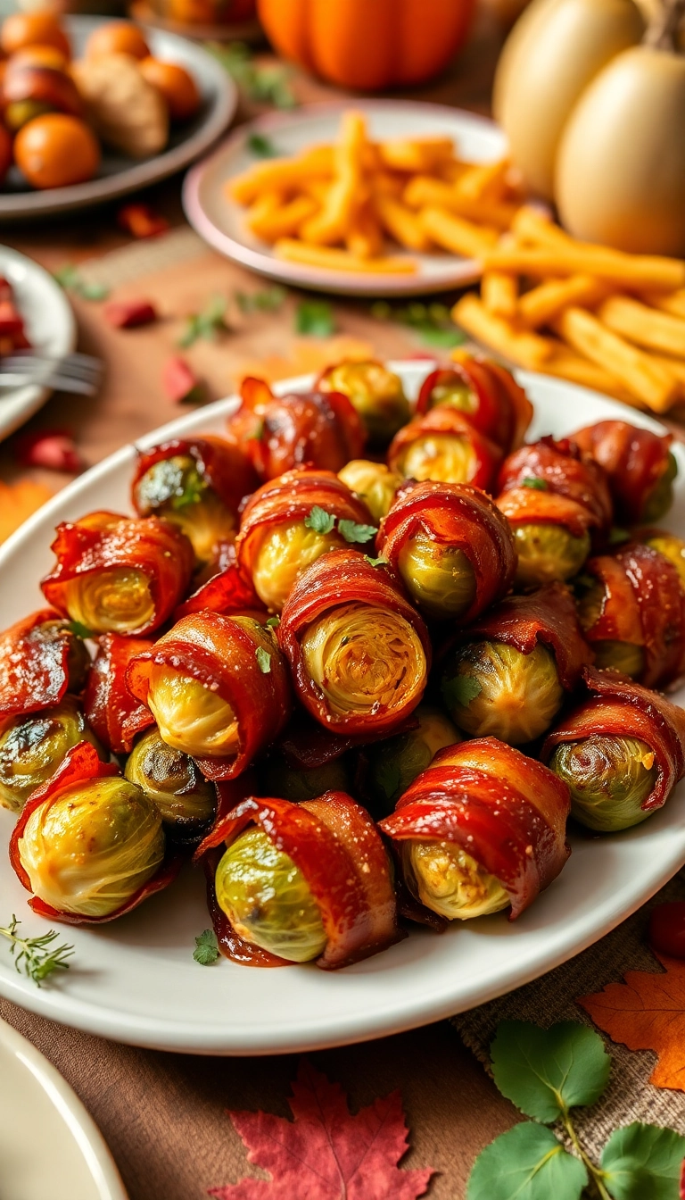 38 Thanksgiving Recipes Ideas You Won't Believe Are This Easy! - 9. Bacon-Wrapped Brussels Sprouts