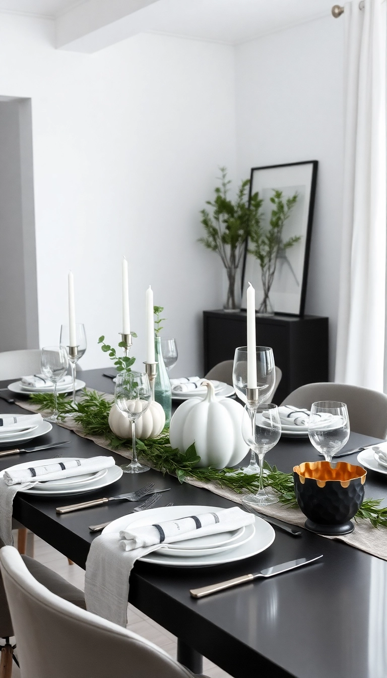 26 Stunning Thanksgiving Dinner Table Setting Ideas That Will Elevate Your Holiday Experience! - 19. Chic Modern Aesthetic