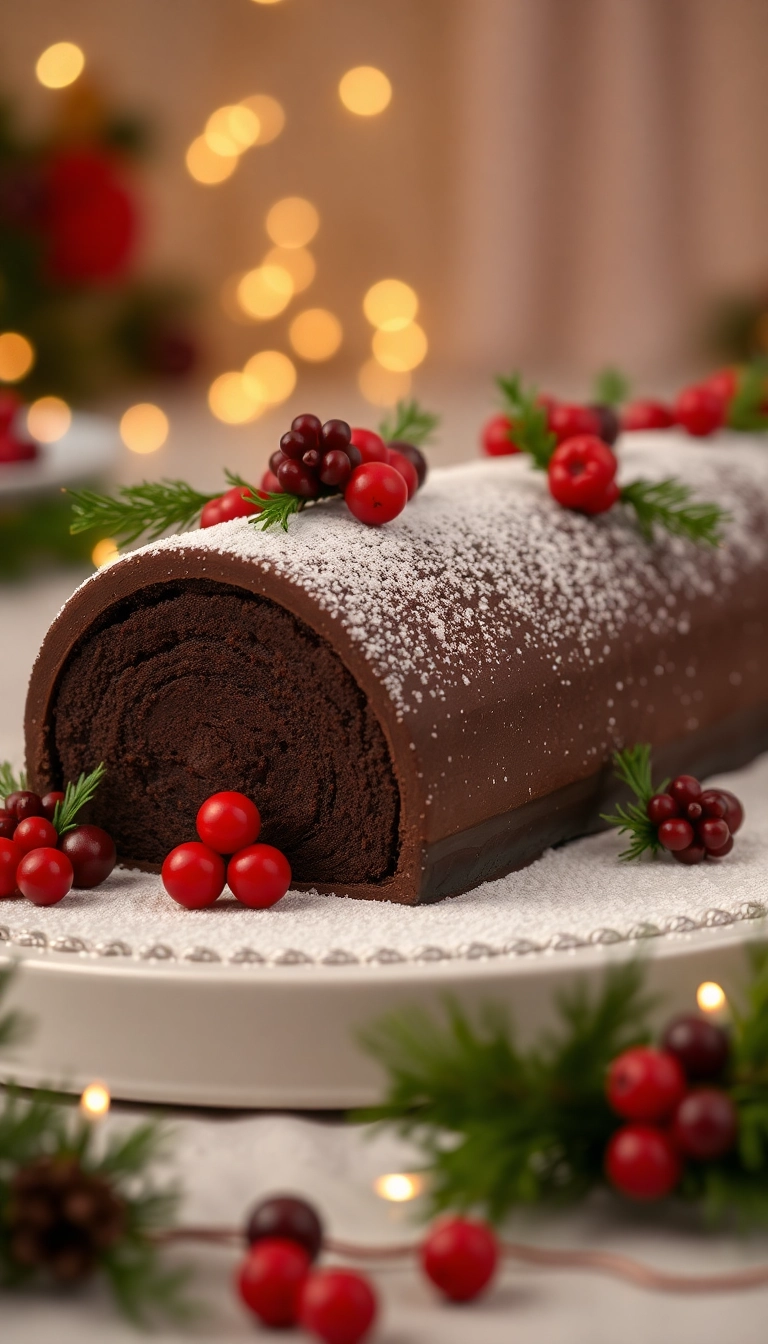 36 Christmas Dinner Menu Ideas That Will Steal the Show This Holiday Season! - 10. Chocolate Yule Log