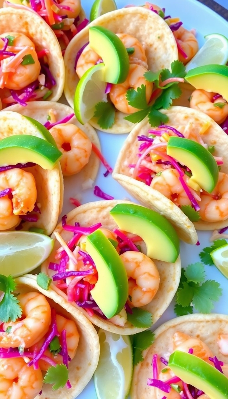 The Ultimate List of 28 Easy & Quick Finger Foods to Impress at Any Party! - Spicy Shrimp Tacos