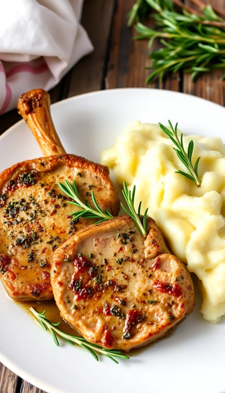 28 Easy Dinner Recipes That'll Make Your Family Say 'Yum!' (You Won't Believe #15!) - 9. Herbed Pork Chops with Mashed Potatoes