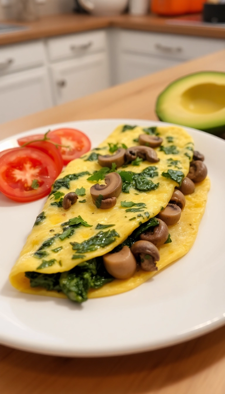 28 Healthy Dinner Recipes You Can Whip Up in 30 Minutes or Less (Try #18 Tonight!) - 20. Spinach and Mushroom Omelette