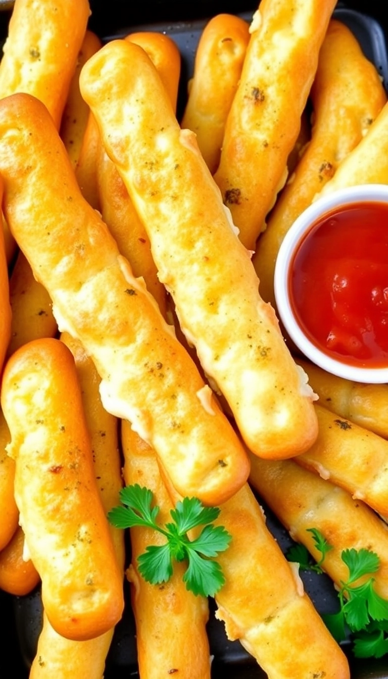 26 Junk Food Snacks Ideas That Will Steal the Show at Your Next Party! - 3. Cheesy Garlic Breadsticks