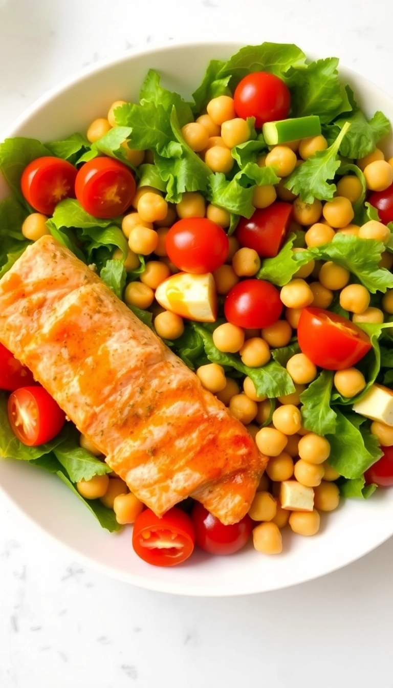 26 Healthy Salmon Dishes That Are Quick, Easy, and Delicious! - 21. Salmon and Chickpea Salad