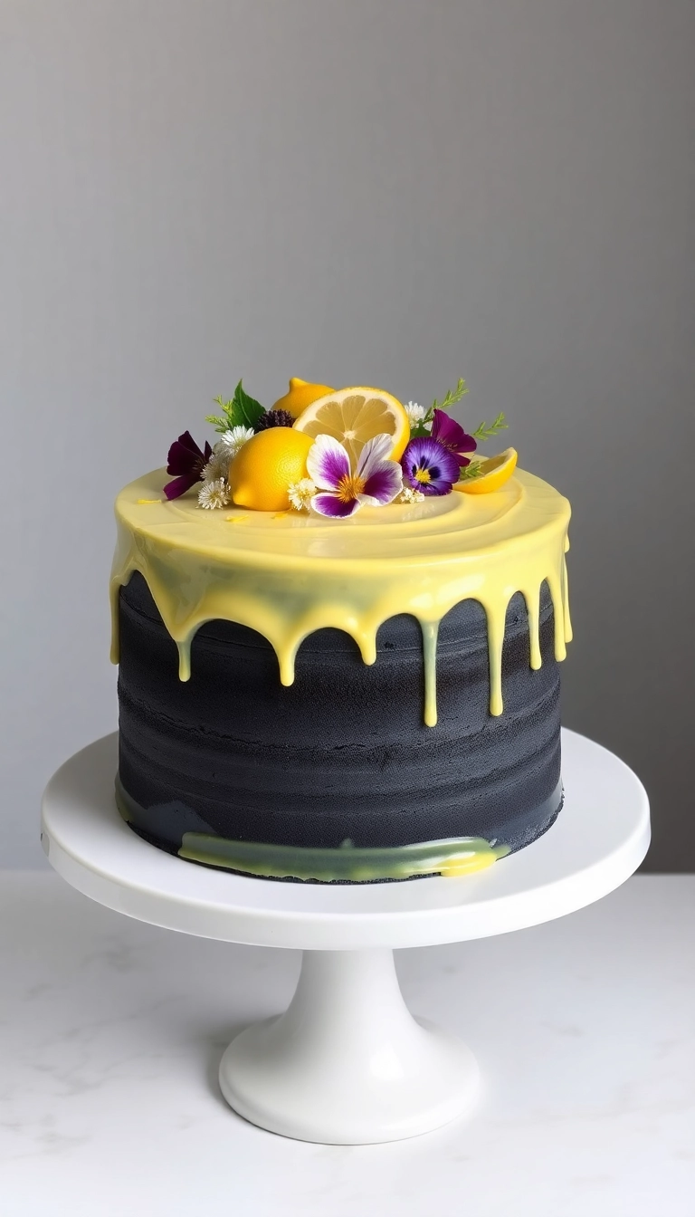 34 Scorpio Birthday Cakes to Celebrate Your Inner Scorpio (Check Out #8!) - 7. Charcoal Lemon Cake