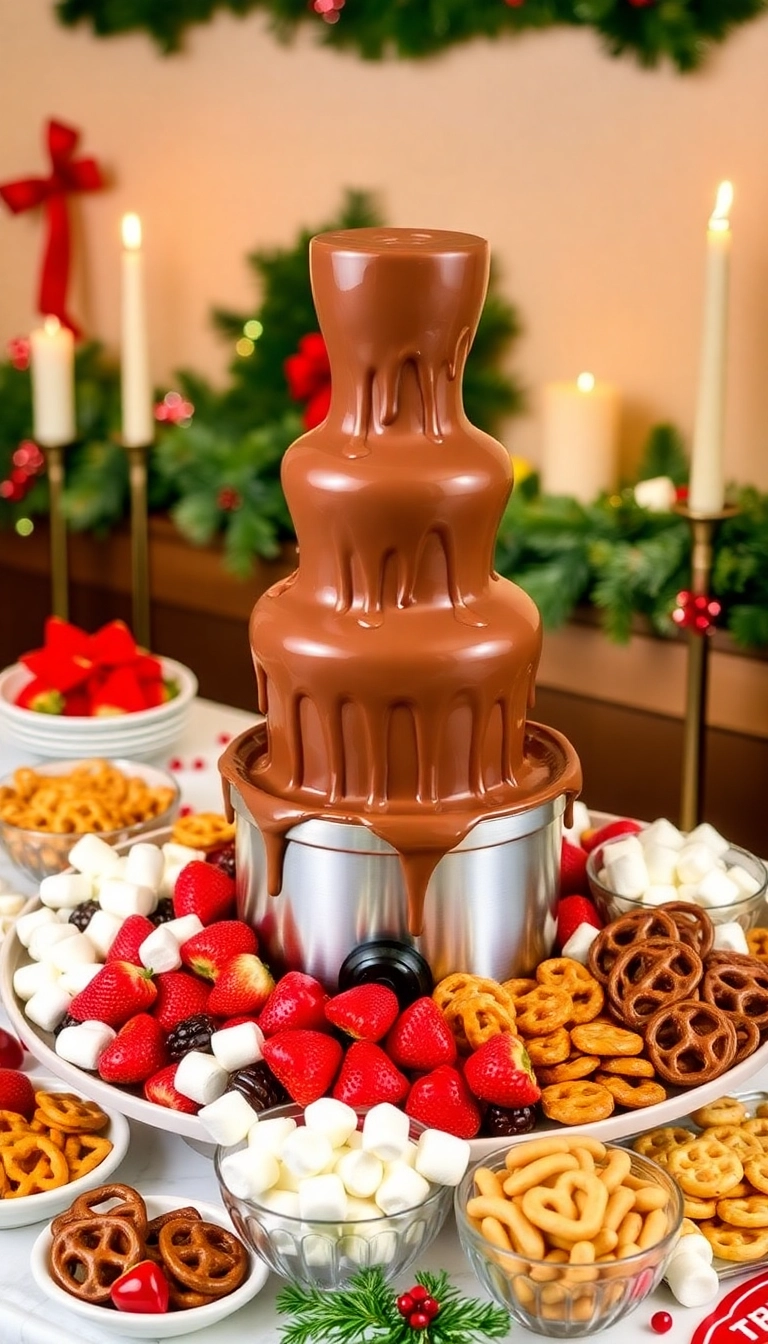 27 Christmas Dinner Party Ideas You Can’t Afford to Miss (Especially #13!) - 14. Chocolate Fondue Fountain