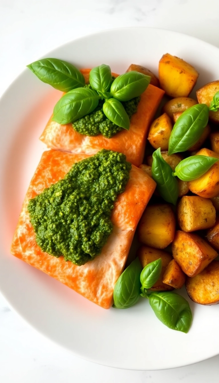 26 Quick and Easy Salmon Recipes for Dinner – Ready in 30 Minutes or Less! - 11. Pesto Salmon Fillets