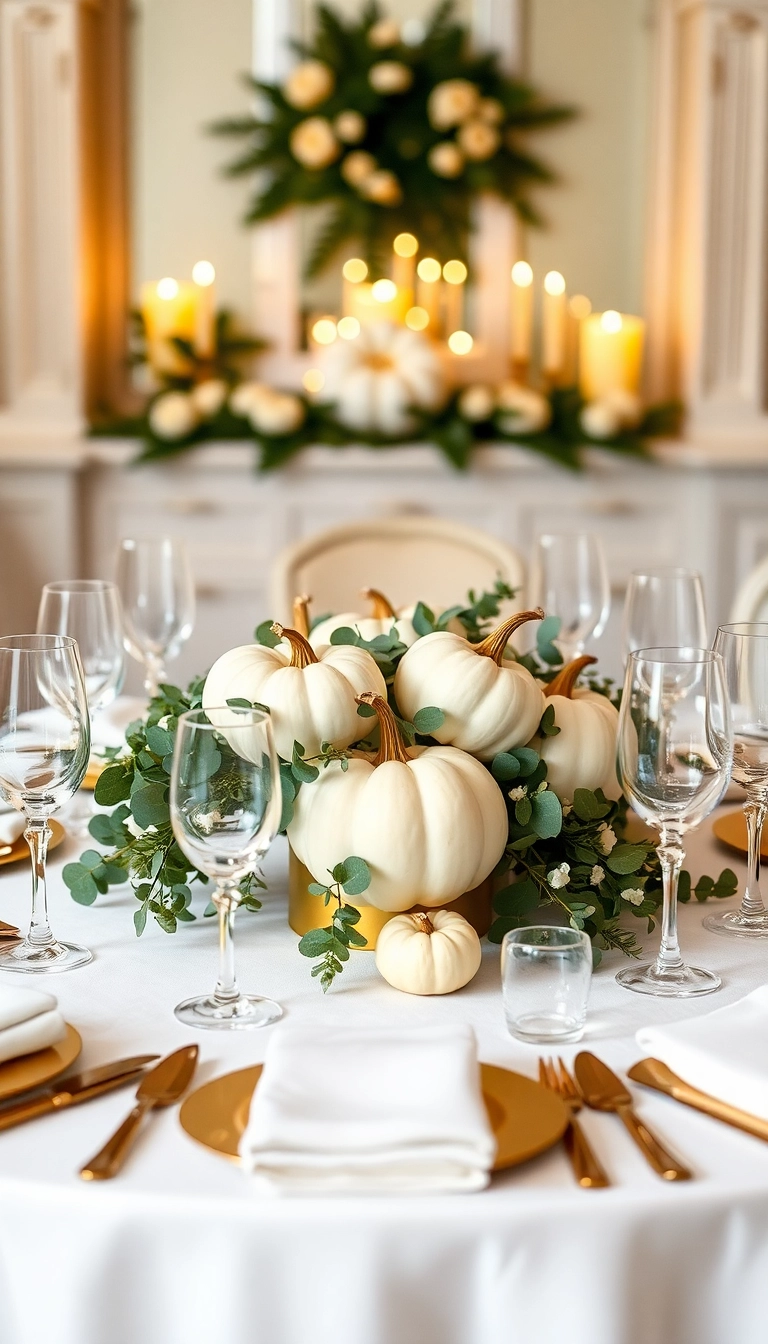 26 Stunning Thanksgiving Dinner Table Setting Ideas That Will Elevate Your Holiday Experience! - 1. Classic White and Gold Elegance