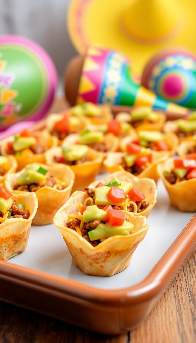 22 Easy DIY Party Finger Food Ideas That Will Wow Your Guests! - 9. Mini Taco Cups