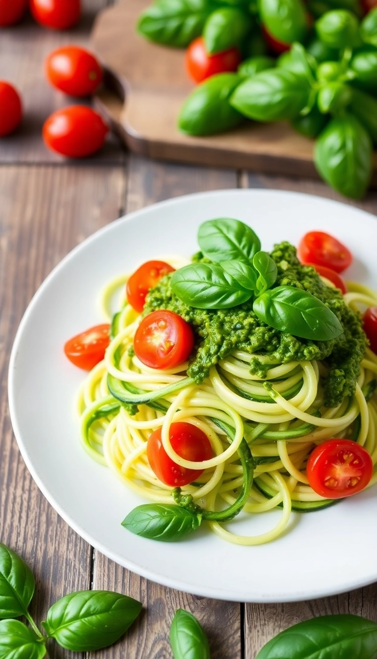 28 Healthy Dinner Recipes You Can Whip Up in 30 Minutes or Less (Try #18 Tonight!) - 8. Pesto Zucchini Noodles