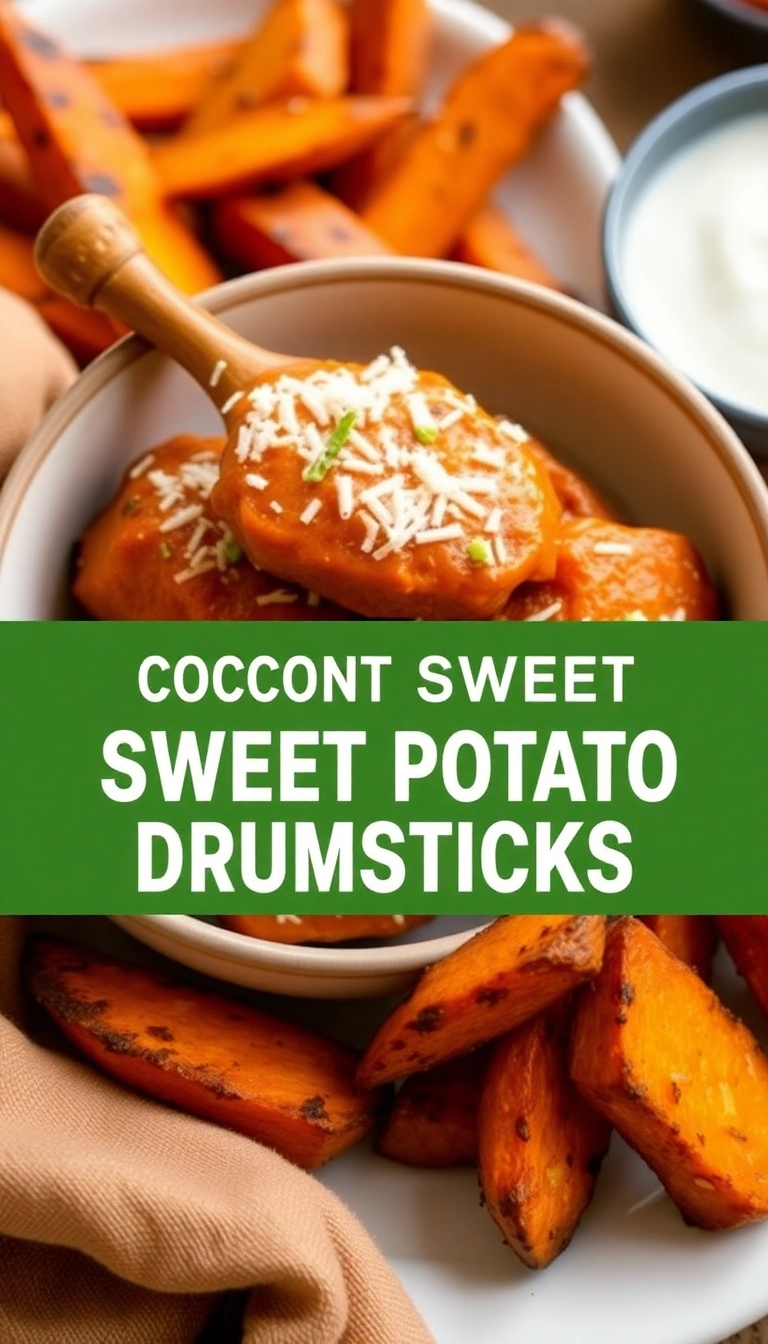 23 Healthy Slow Cooker Coconut Chicken Drumsticks Recipes You'll Love! - 12. Coconut Sweet Potato Drumsticks