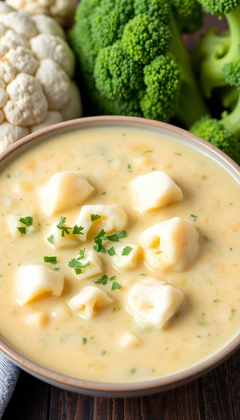 36 Broccoli Cheddar Soup Crock Pot Ideas That Will Make You Want to Dive In! - Creamy Broccoli Cheddar Soup with Cauliflower